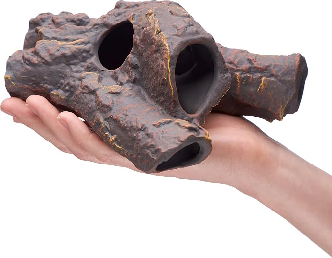 Aquarium Ceramic Decorations Cave Betta Stone Decor - Aquarium Fish Tank Hideway Decor for breeding Cichlids Plecos Betta Toys Hideout (Snag)