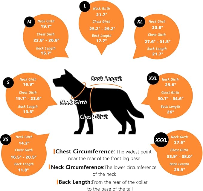 Dog Coat Dogs Jacket Waterproof Reflective Adjustable Dog-Winter Coats for Small/Medium/Large Dogs Dachshund Coat-(Orange, Medium)