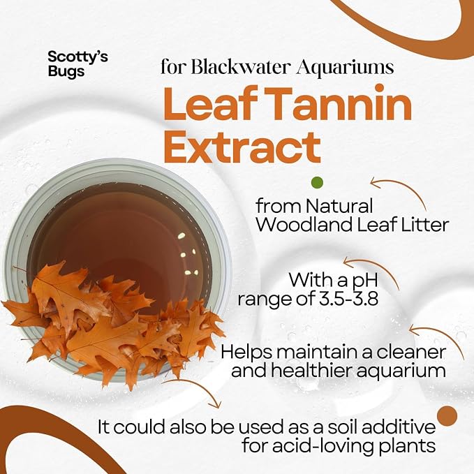 SCOTTY'S Bugs Natural Leaf Tannin Extract for Blackwater Aquariums, Betta Fish Water Conditioner, Tannins for Aquarium, 32 FL OZ