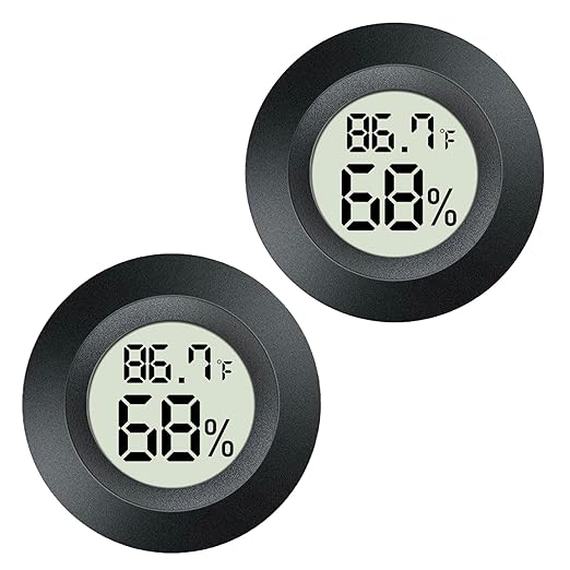 2 Pack Mini Digital Hygrometer Gauge Indoor Thermometer, LCD Monitor Temperature Outdoor Humidity Meter for Greenhouse Jars Incubators Guitar Case, Fahrenheit (℉) or Celsius(℃)