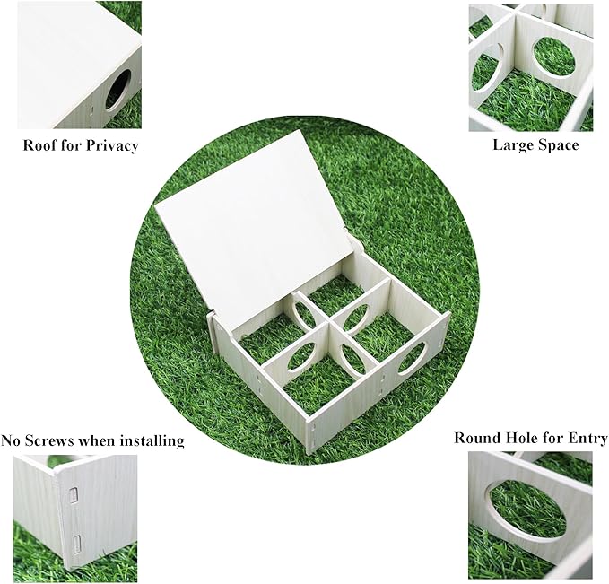 Amonk Multi-Chamber Hamster House 7x8.6x3in Wooden Secret Peep Shed and Explore Hideout Flip Cover Design Hamster Play Tunnel for Gerbils Mice Lemming and Small Animals