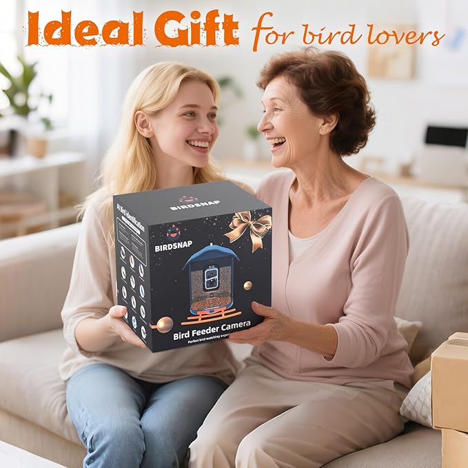 birdsnap® PAV-Bird Feeder with Camera,2K HD with 64GB Card, AI Identify Smart Bird House Cam Solar Panel,Live Stream,Motion Detection,Auto Record Video for Backyard Outdoors,Ideal Gift for Bird Lover