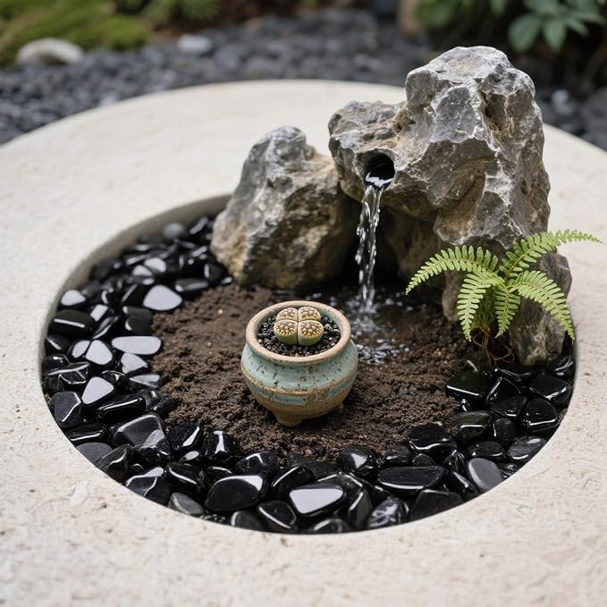 0.96LB Decorative Stones Fish Tank Gravel Succulent Rocks Natural Pebbles Vase Filler Aquarium Decor Crushed Quartz Polished Irregular Shaped Bulk - Black Obsidian