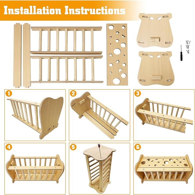 Hamiledyi Wooden Small Animal Hay Feeder - Rabbit, Guinea Pig, Chinchilla Cage Accessory, Hay Saver Rack & Dispenser for Small Pets