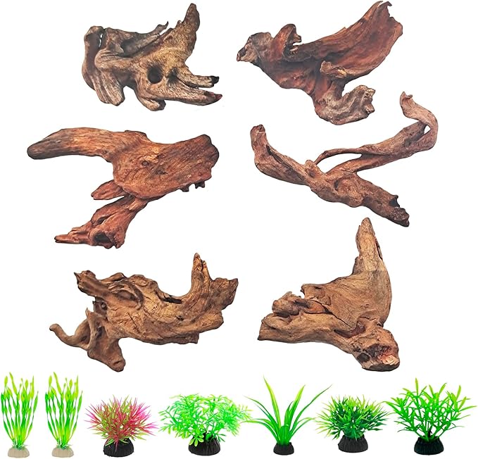Natural Driftwood Decor for Aquarium Decorations Reptile Tank Accessories, Assorted Wood Branches Decorations on Reptile Fish Tank 2-10" 2 Pcs/4 Pcs/ 5 Pcs/ 6 Pcs (Pack of 6 (2 to 4 Inch))