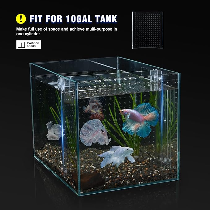 Acrylic Fish Tank Divider,10 Gallon Tank Divider,Adjustment Clear Fish Tank Separator Set with Suction Cups (10gal)