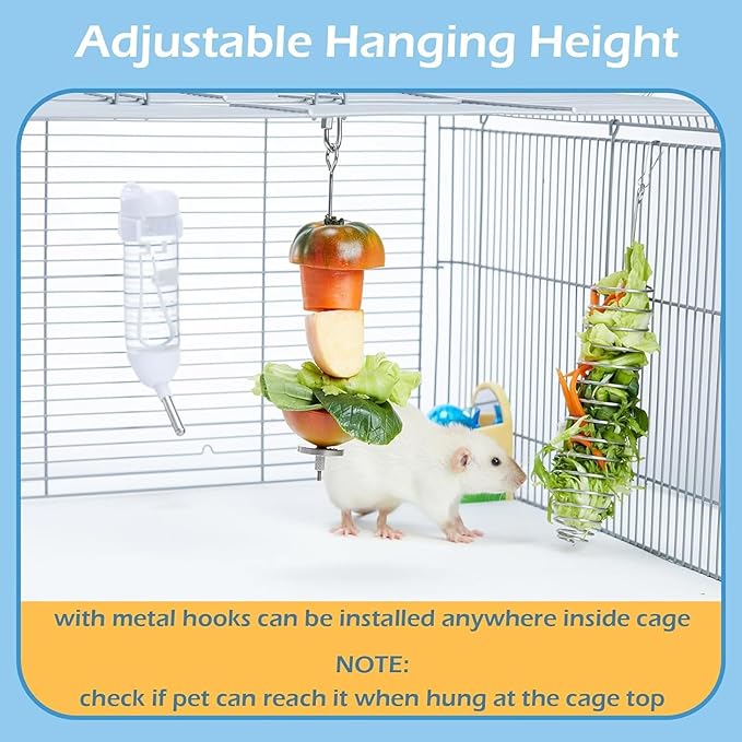 3Pcs Rat Enrichment Toys, 304 Stainless Steel Rat Foraging Toy for Fruit Vegetable Holder, Fancy Mice Cage Accessories Puzzle Toy, Hanging Rodent Toys Slow Feeder, Bird Foraging for Parakeet