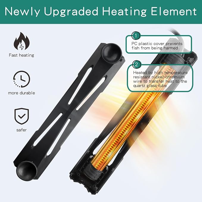 hygger 40-75 Gallon Aquarium Heater with LED Display Controller, Quartz Submersible Fish Tank Heater 300W for Saltwater Freshwater
