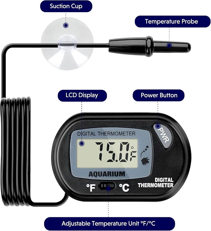 iPower 4 by 7-Inch 4W Reptile Heat Mat, LCD Digital Aquarium Thermometer, Under Tank Warmer Terrarium Heat Pad for Turtles Lizards Frogs and Other Small Animals, Multi Sizes