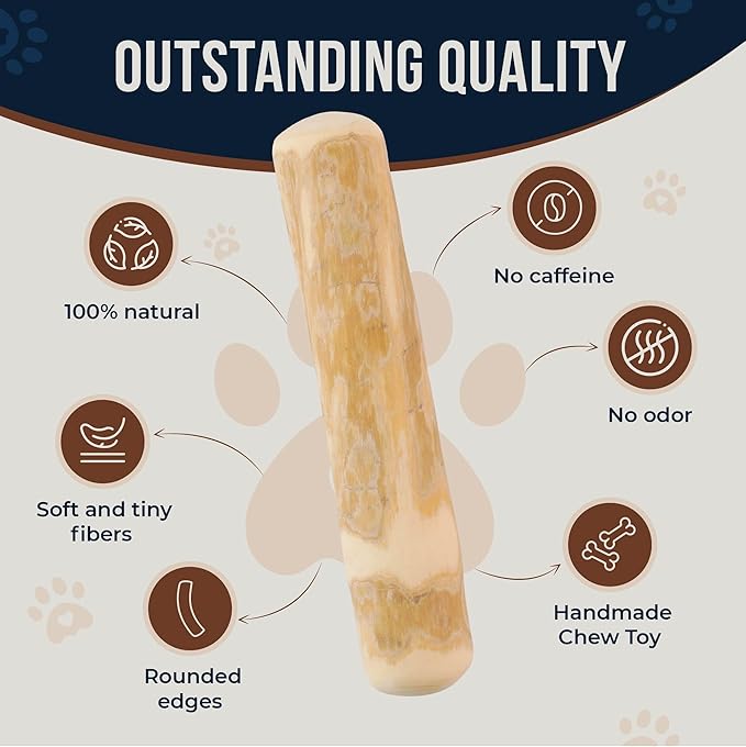 Coffee Wood Dog Chew and Natural Cotton Rope Toy for Regular Chewers - 100% Organic Wood Stick for Dog - Teeth Cleaning - Size L