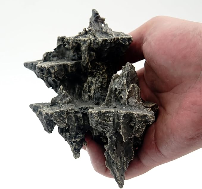 Allcolor Aquarium Rock Decor, 3-Piece Elf Island for 5-10 Gallon Tanks | Build a floating-island aquascape with three adjustable rock formations and a magnetic center piece.