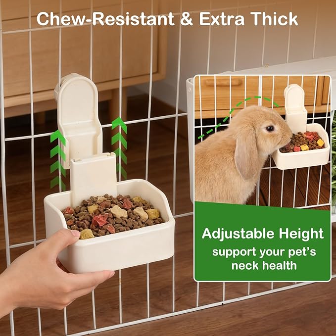 RUBYHOME Rabbit Hay Feeder Guinea Pig Food Feeder Adjustable Height Rabbit Feeder Guinea Pig Food Bowl Complete Bunny Bundle Bunny Accessories for Rabbits, Guinea Pigs, Chinchillas