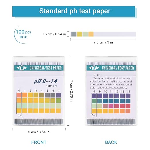 PH Test Strips 0-14, 100PCS Universal PH Measure Paper Ph-Indicator Strip to Test Drinking Water, Food, Pools, Aquariums, Saliva, Urine, Lab Monitoring