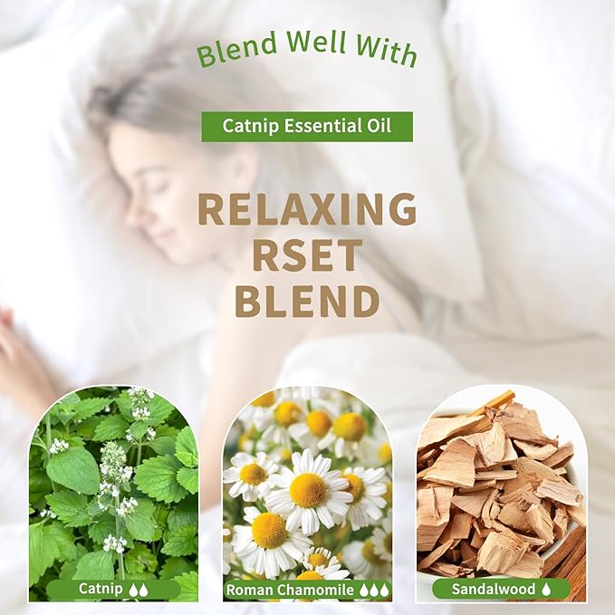 EUQEE 118ML Catnip Essential Oil, Pure & Fresh Herbal Aroma Catnip Essential Oil with Glass Dropper Great for Air Refresher, Massage, Diffuser, DIY Soap, Candle Making, Aromatherapy, Sleep