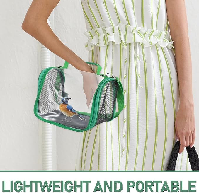 VILLCASE Portable Bird Travel Cage Carrier for Small Birds Budgie Parrot Lightweight Green Compact Outdoor Transport Bag