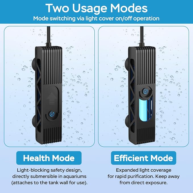 Aquarium U-V Light, Al-gae Control Light with 1-24H Timer, Green Water Clean Lamp with Protective Shield, 6W for 10-40 Gallon Freshwater and Saltwater Tanks