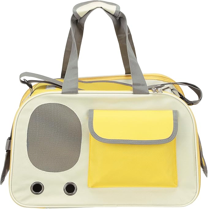Pet Dog Carrier, Portable Expandable and Ventilated, Oxford Cloth Cats and Small Animals Travel Bag 17.72" Up to 16.5 Lbs, (Yellow), Intended for Hiking/Camping/Traveling