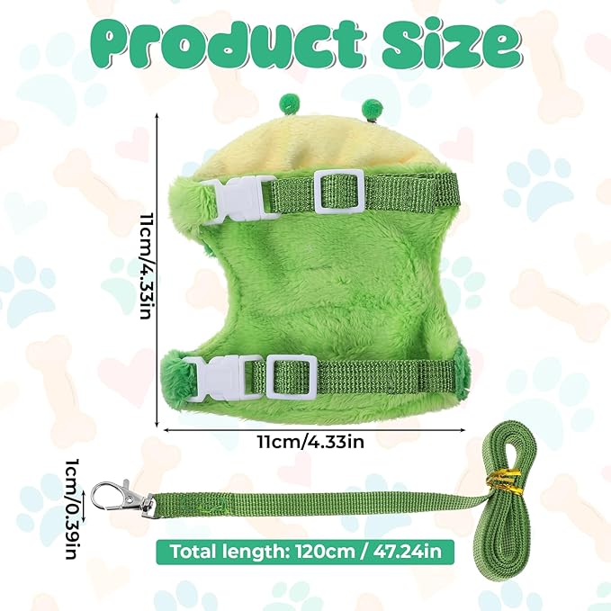 Ferret Harness and Leash Set Small Animals Vest Harness with Safe Bell Walking Clothes for Baby Rabbit Guinea Pig Teacup Chihuahua Mouse and Other Small Pets