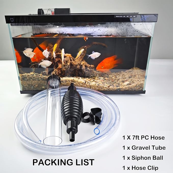Seltome 7ft-L Aquarium Siphon Vaccum Cleaner Fish Tank Water Changer for Cleaning Gravel & Sand