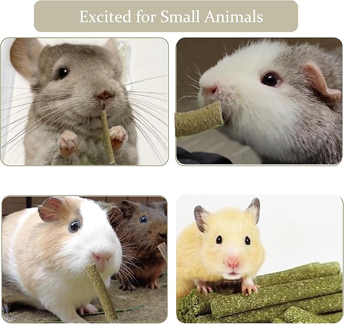 20PCS Timothy Hay Sticks for Rabbits, Natural Timothy Grass Hay Molar Teeth Sticks Treats Chew Toys for Guinea Pig, Bunnies, Chinchillas, Hamsters, Small Animals