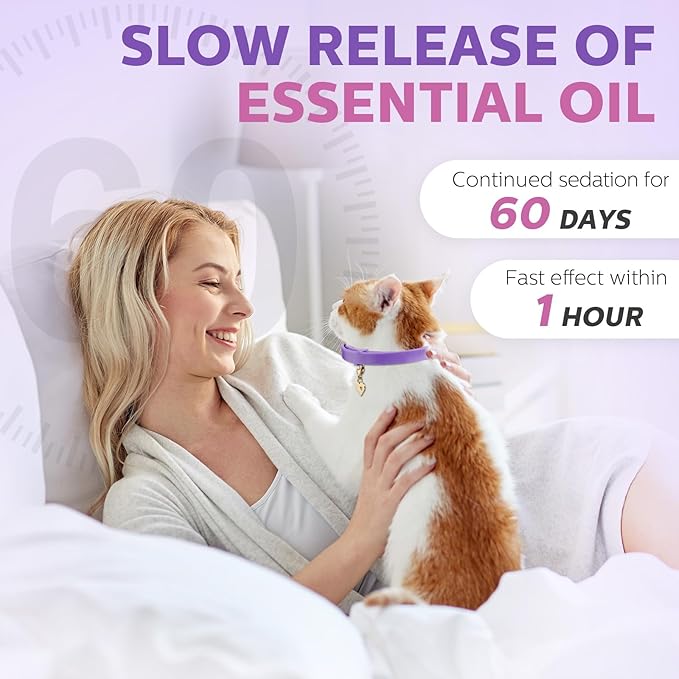 Silkfly 16 Pcs Calming Collar for Cats with 16 Gold Lobster Clasp and 16 Pendants, Adjustable Cat Pheromone Collar Purple Calming Collar for Cats Anxiety and Stress Relief Cat Stop Meowing, 15 Inch