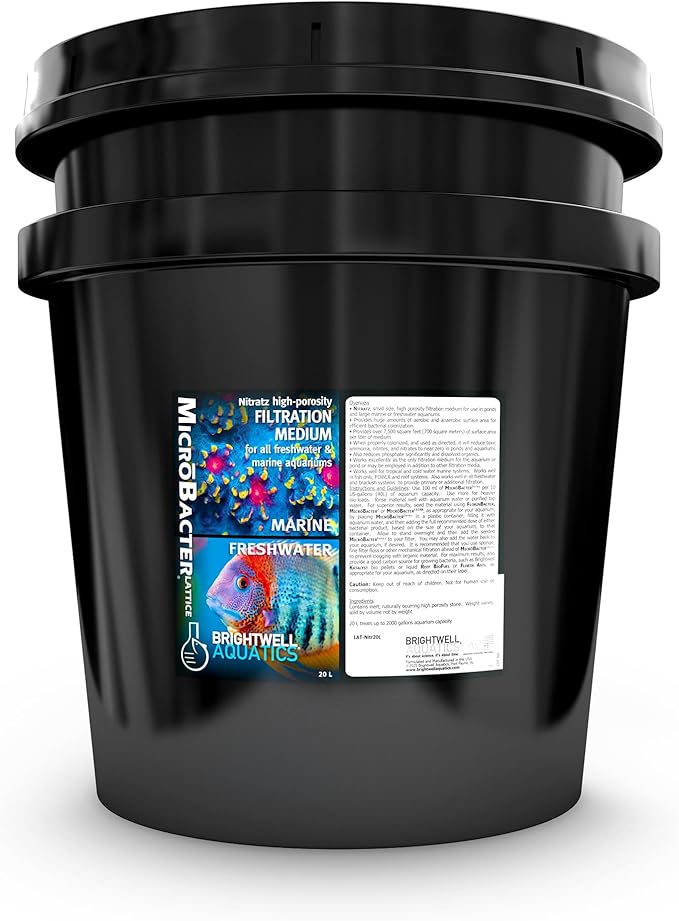 Brightwell Aquatics "MicroBacter Lattice-Nitratz", Small sized, Nitrate-Reducing Natural Filtration Media for Aquariums, 20 Liter