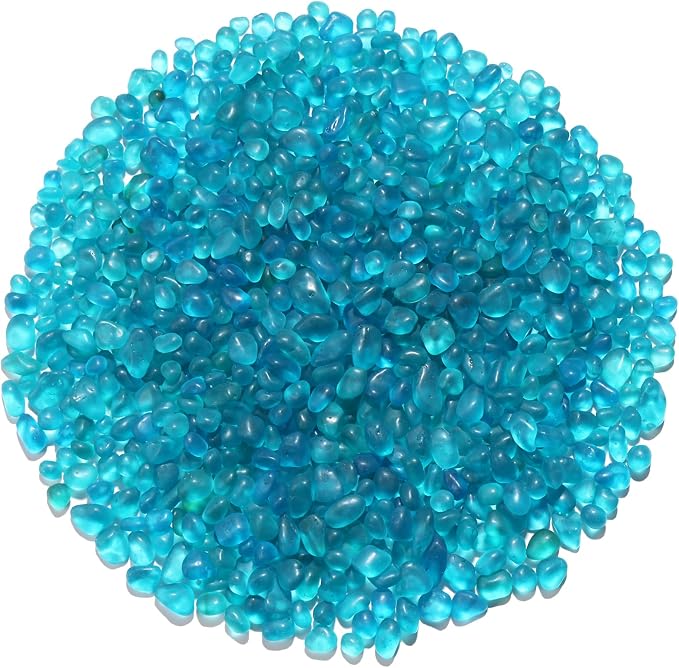 QYGL Sea Glass Stones - 0.9LB Turquoise Frosted Glass Pebbles Gemstones | Perfect for Aquarium Rocks, Fish Tank Gravel, Vase Fillers, DIY Crafts, and Home Decor