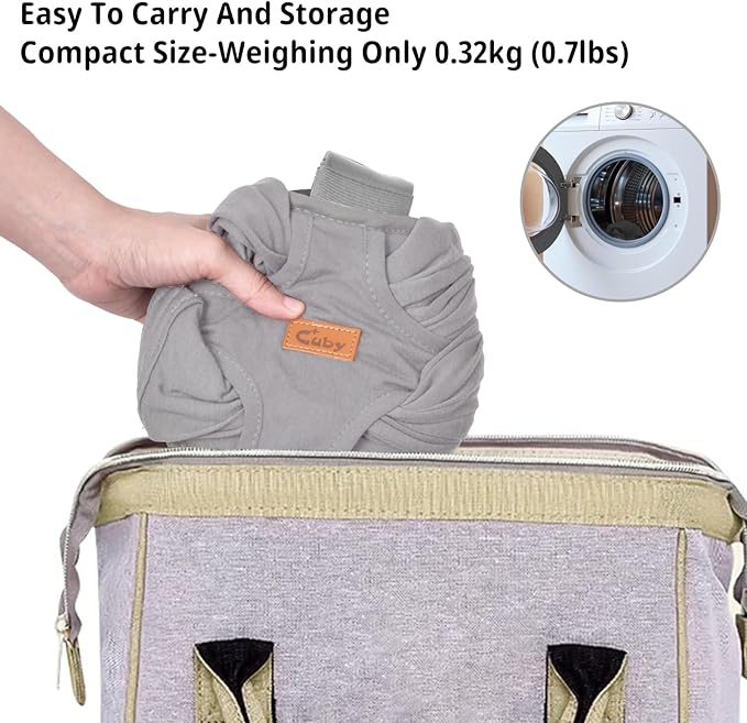 CUBY Swaddle Dog Sling Carrier for Small Dogs, Front Pet Sling Carrier Chest,Hands Free Adjustable Cat Sling Carrier Soft Cotton Reducing Pain Puppy Sling Carrier for Small Pet Up to 10lb (Light Gray)