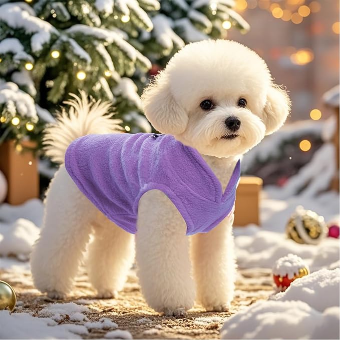 Rbenxia 1 Piece Dog Sweater with Leash Ring Soft Fleece Vest Dog Pullover Warm Jacket Pet Dogs Clothes Winter Dogs Outfits for Small Cat Pets (Purple, X-Small)