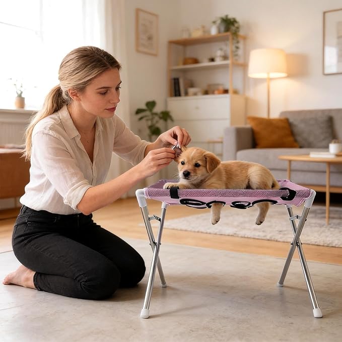 Pet Grooming Hammock – 8 Hole Hanging Cat Bath, Detachable Care Strap, Anti Scratch Bite Design | Secure Trimming Support, Easy Use for Nail Claw Ear Cleaning Grooming