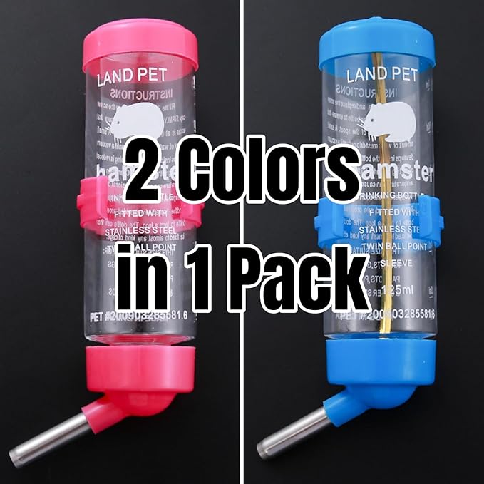 2 PCS Cage Water Bottle No Drip Small Animal Water Bottle Pet Water Bottle for Rabbit Guinea Pig Hedgehog Squirrel Hamster and Other Small Animals