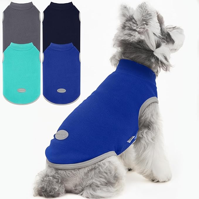 XPUDAC 4 Pack Fleece Dog Sweaters Vest Soft Lightweight Breathable Doggie Clothes for Small Medium Large Dogs Boy Winter Warm Pet Pullover Jacket Sweatshirt Puppy Coat, 511-L