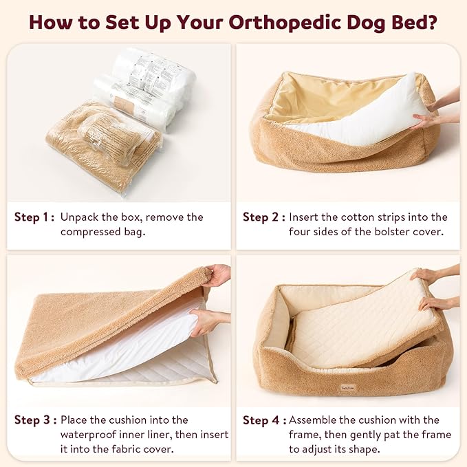 Cooling Orthopedic Dog Bed Medium Size Dogs - Memory Foam for Joint Pain & Arthritis, Comfort Pet Bed w/Washable Removable Cover & Waterproof Liner, Dog Couch w/Raised Bolster & Non-Slip Base