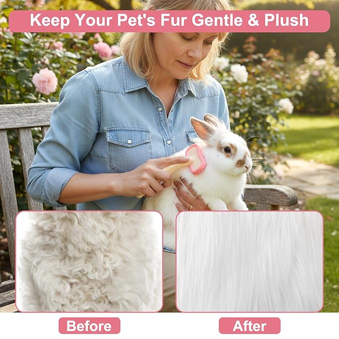 2Pcs Bunny and Guinea Pig Brush, Rabbit Grooming Brush Kit, Soft Silicone Bunny Brushes for Small Pets, Cats, Dogs, Kittens