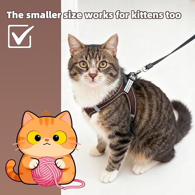 SMOUATOU All Weather Mesh Step in Vest Harness for Small and medidum Dogs and Cats, Adjustable Soft Padded Dog Vest with Easy Control Handle for Dogs Pets (Chocolate Brown, L)
