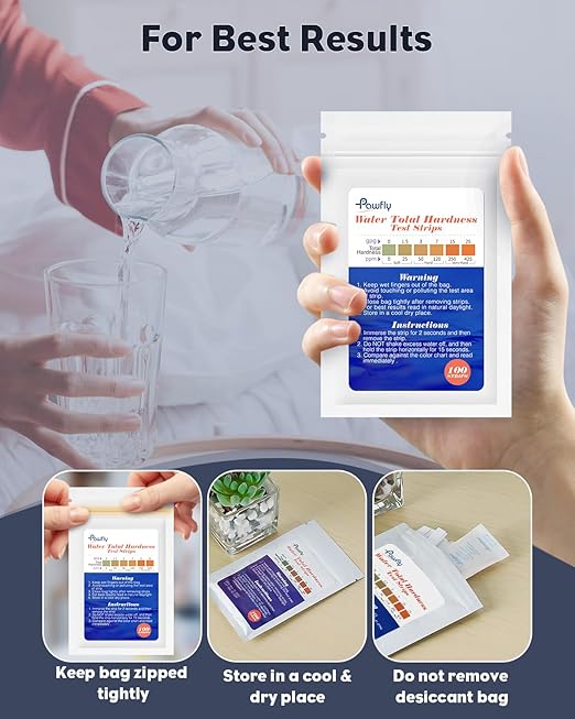 Pawfly Hardness Test Kit - 100 Strips for Drinking, Tap, Well, Pool & Spa Water - Quick & Accurate Calcium & Magnesium Test (0-425 PPM)