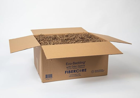 FiberCore Eco Bedding with Odor Control, 99% Dust Free Paper Bedding for Small Animals and Birds, 10 lb Bulky Box. (Expands to 250 L).