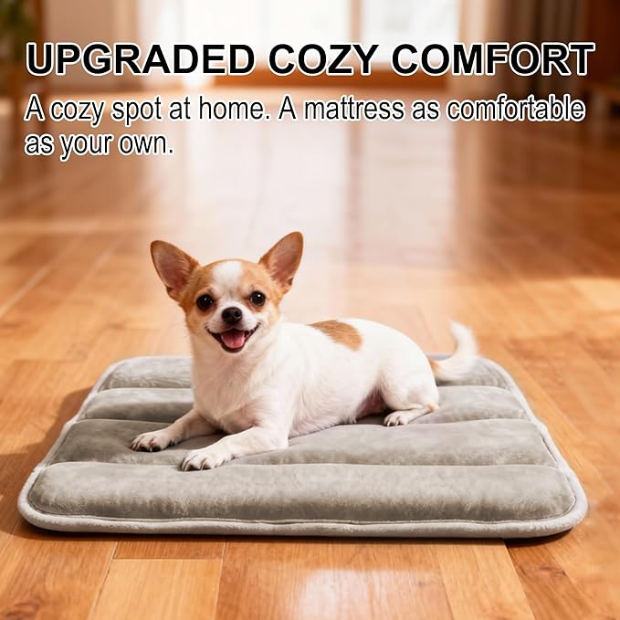 pobopobo Dog Crate Pad, Ultra Soft & Anti-Slip Kennel Mat, Secure Fit for Metal Crates & Dog Cages, Washable Cozy Bed for Small Medium Large Dogs Light Brown, S(23"*14"*1.5")
