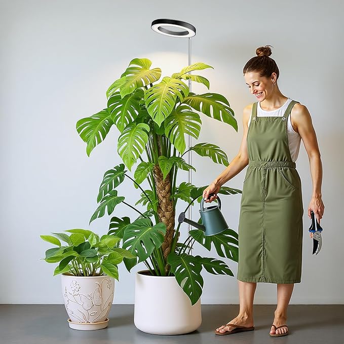 Kullsinss 6.3in Grow Light, Full Spectrum Plant Lights for Indoor Growing | Black Grow Lamp with 6/12/16H Auto Timer, 5 Brightness Level, 10-60in Height Adjustable, for Tall Houseplants & Indoor Garden