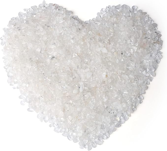 LAIDANLA 1lb/15.87oz Decorative Tumbled Gravel Clear Quartz Crystals Chip Polished Bulk Natural Gem Aquarium Gravel Rocks Pebbles Fish Tank Gravel Vase Filler Succulents Terrarium Supplies