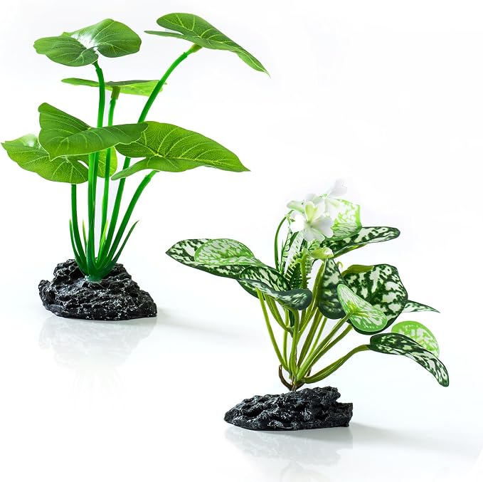 2 Pcs Fish Tank Decorations Plants, Artificial Plant Aquarium Accessories Decor, Goldfish Tank Decor Plastic Realistic Plants