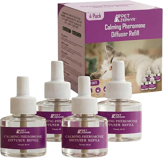 (Compatible with All Common Diffuser Heads) Cat Pheromone Diffuser Refill - 4 Pack Pheromones Refills - 4 Months Supply - Only Refills No Diffuser Head Included