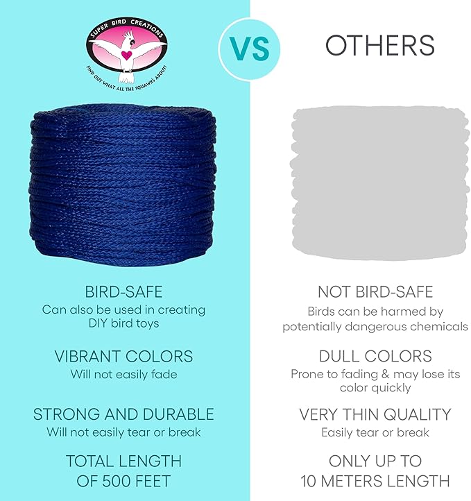 Super Bird Creations SB50028 Braided Polly Rope - Ideal for Making Bird Toys & Crafting - Hollow Polyethylene Cordage - 1/8" Diameter and 500 Meters Long - Ideal for Parrots - Vibrant Green