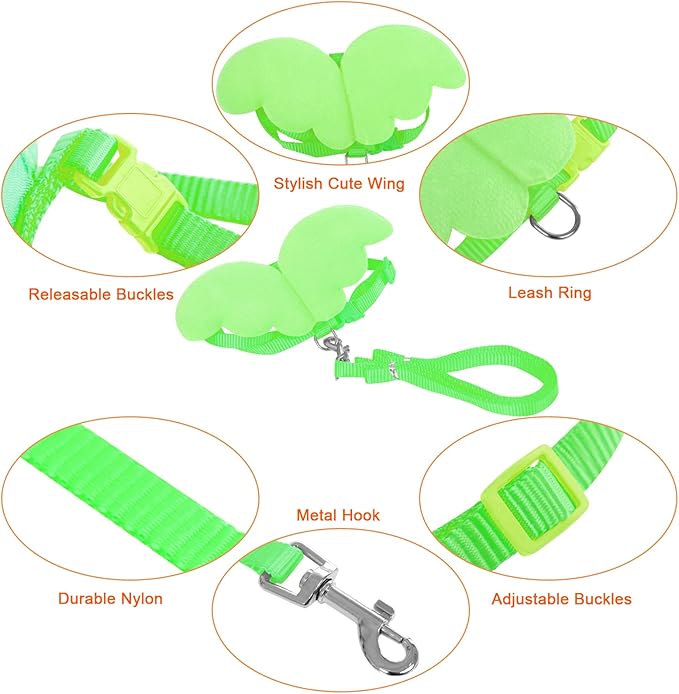 KAMA BRIDAL Duck Walking Harness and Leash Chicken Duck Outdoor Training Rope Adjustable Rope for Pet Poultry Hen Cock (XS, Green)