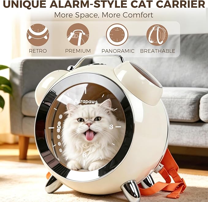 Cat Backpack Carrier, Bubble Window Pet Carrier Backpack, Breathable Hard Shell Cat Backpack for Travel Hiking Outdoor, Fits Cats up to 25 lbs