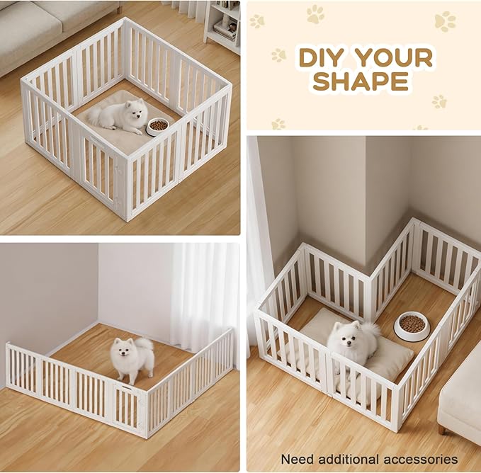 Dog Playpen, Clear Dog Pen, Dog Pen Indoor, Easy to Install and Remove Dog Play Pen, Puppy Playpen Suitable for Dogs, Cats,Dog Playpen Indoor (White, 30.3 inch Height, 8 Panels)