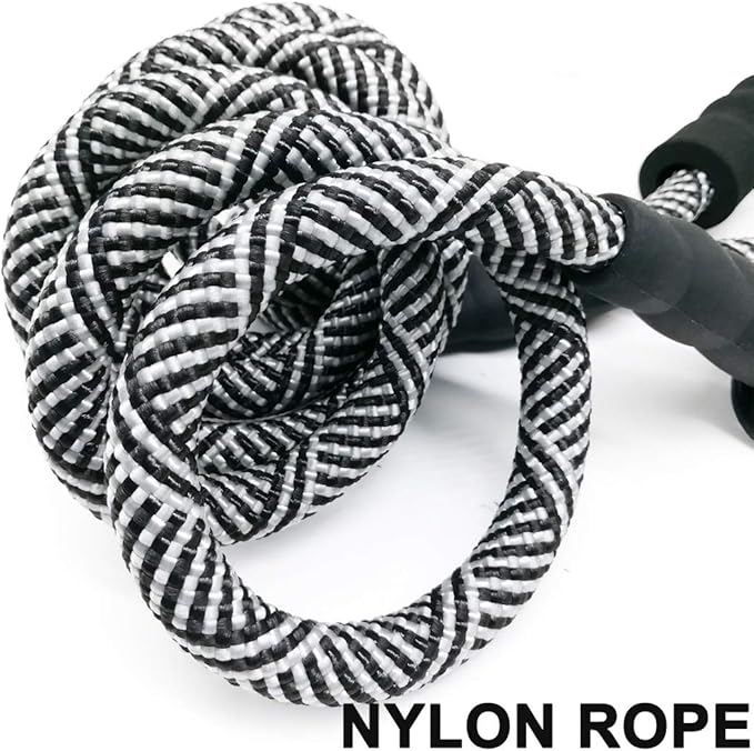 MayPaw Rope Dog Leash 3/4/5/6/7/8/10/12/15/20/30 FT, Heavy Duty Nylon Pet Leash, Soft Padded Handle Thick Lead Leashes for Large Medium Dogs (Black, 1/2" * 7')