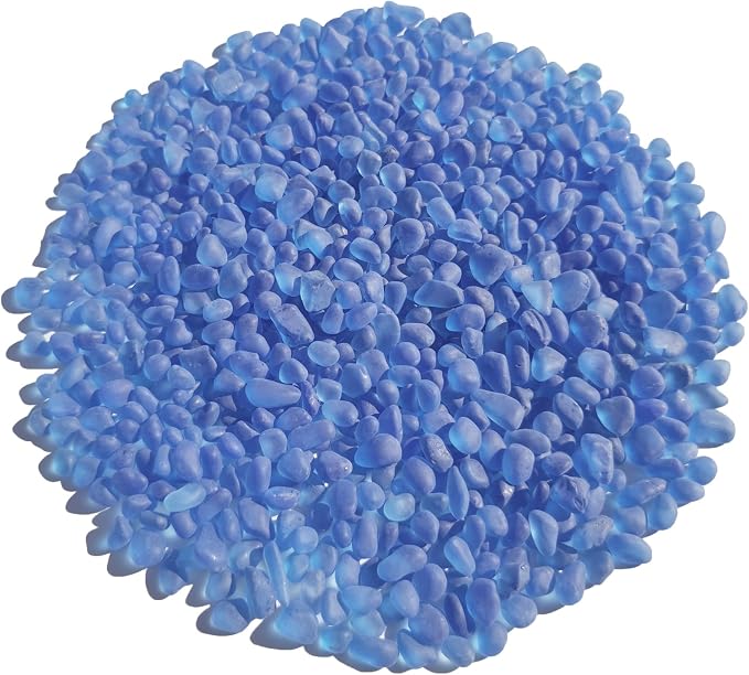 QYGL Sea Glass Stones - 0.9LB Dark Blue Frosted Glass Pebbles Gemstones | Perfect for Aquarium Rocks, Fish Tank Gravel, Vase Fillers, DIY Crafts, and Home Decor