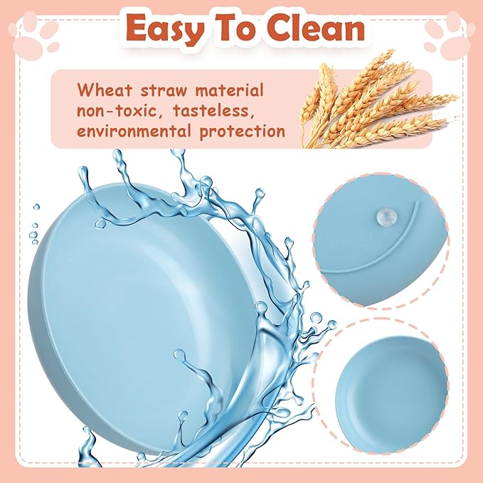 10 Pcs Whisker Fatigue Cat Bowl, 5.5 Inch Shallow Cat Food Dish with Non Slip Feet Flat Cat Food Plates Kitten Cat Food Bowl Set for Wet Food and Water