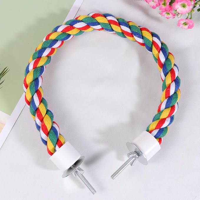 UKCOCO Bird Rope Perch - Comfy Perches for Bird Cages Natural Parrot Cotton Rope, Bungee Perch Pet Chewing Toy for Parrots Playing, Chewing or Preening (40cmcm/16 Inch)